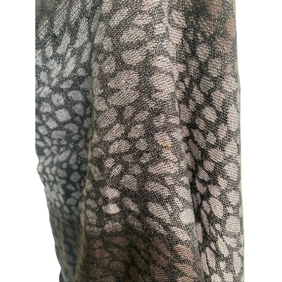 Black Gray Animal Print Lightweight Shawl Scarf Ombre Wrap Metallic Fringe - Picture 6 of 10